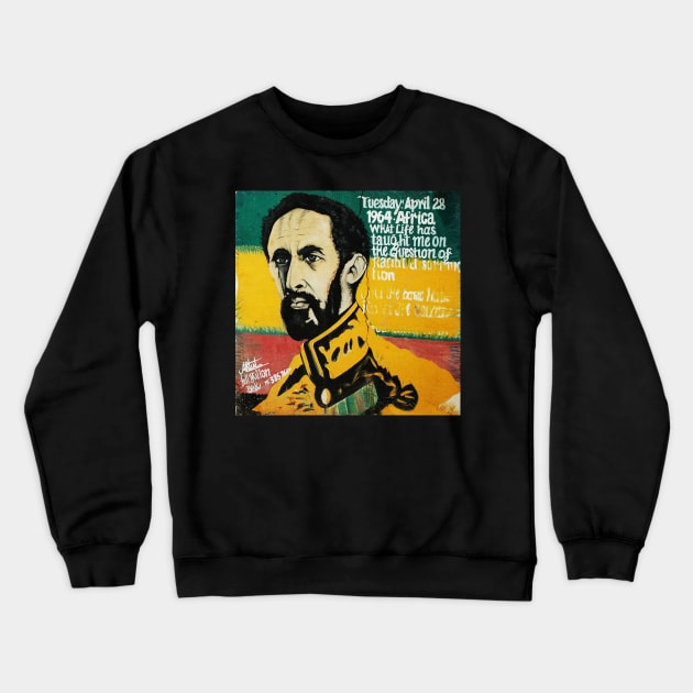 Haile Selassie Painted Sign Crewneck Sweatshirt by LionTuff79